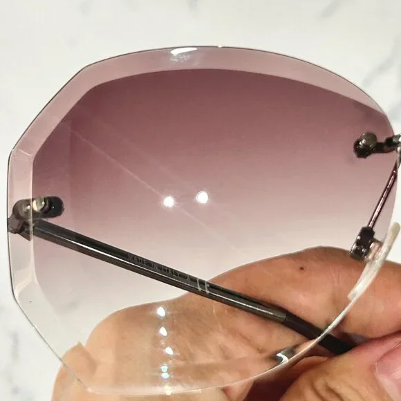 CHANEL Rimless Sunglasses 4220 Silver Frame Purple Tinted Gradient Lenses - Picture 2 of 8